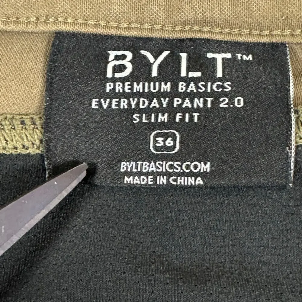 BYLT Pants Mens 36 (act 34x29)  Everyday 2.0 Premium Basics Stretch Work Brown